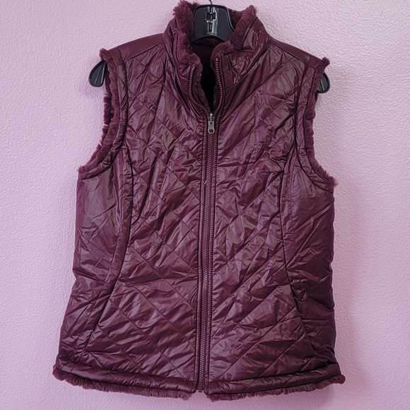 Nicole Miller  Reversible Quilted Faux Fur Insulated Puffer Vest/ M. - Picture 2 of 9